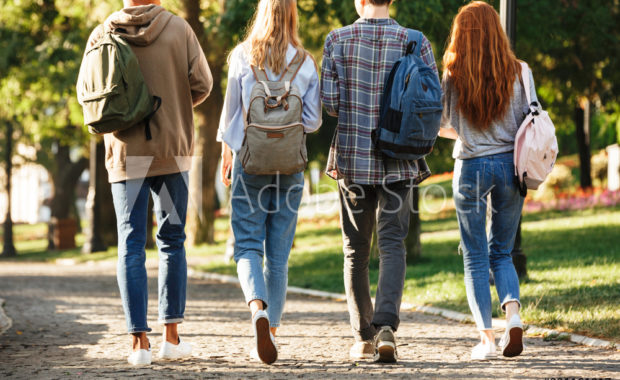 College Students Walking Together