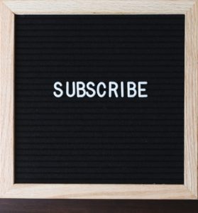 Subscribe Sign on Letter Board