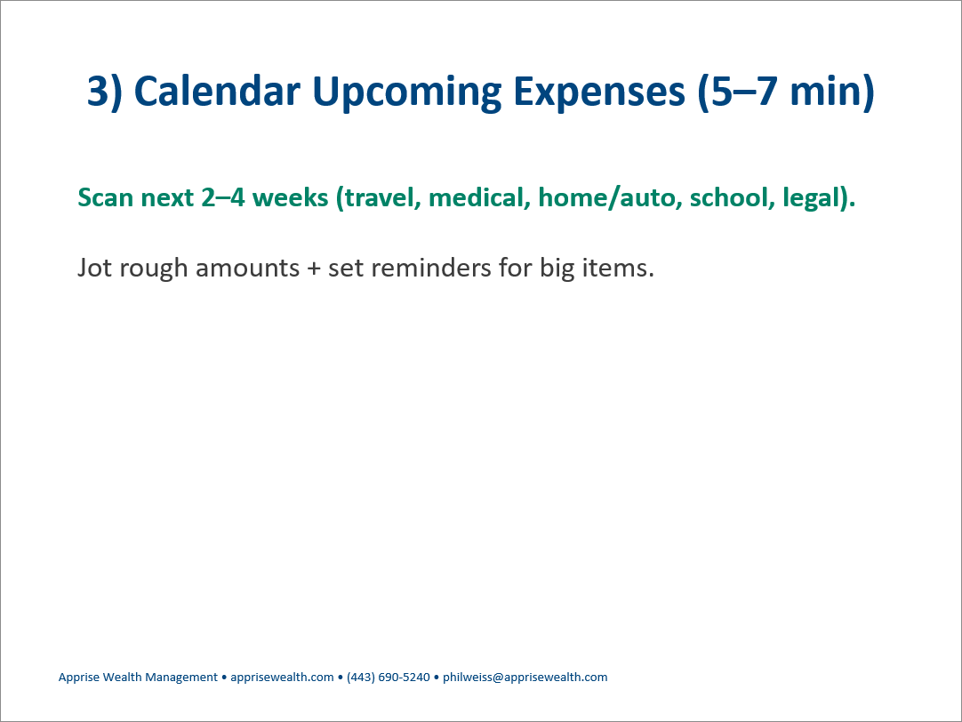 Step 3: Calendar Upcoming Expenses